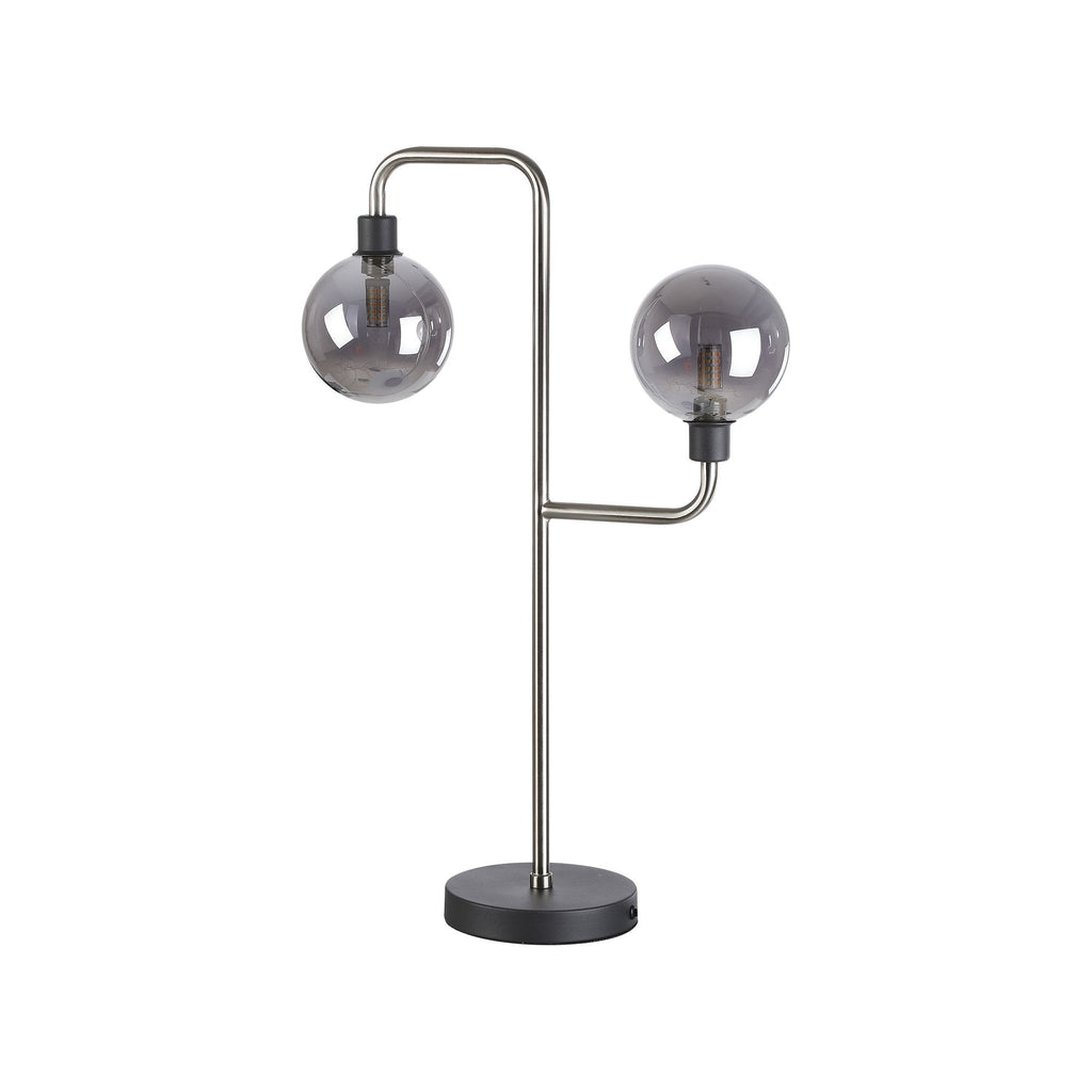 NL90859 Dublin 2 Light Table Lamp Graphite Satin Nickel