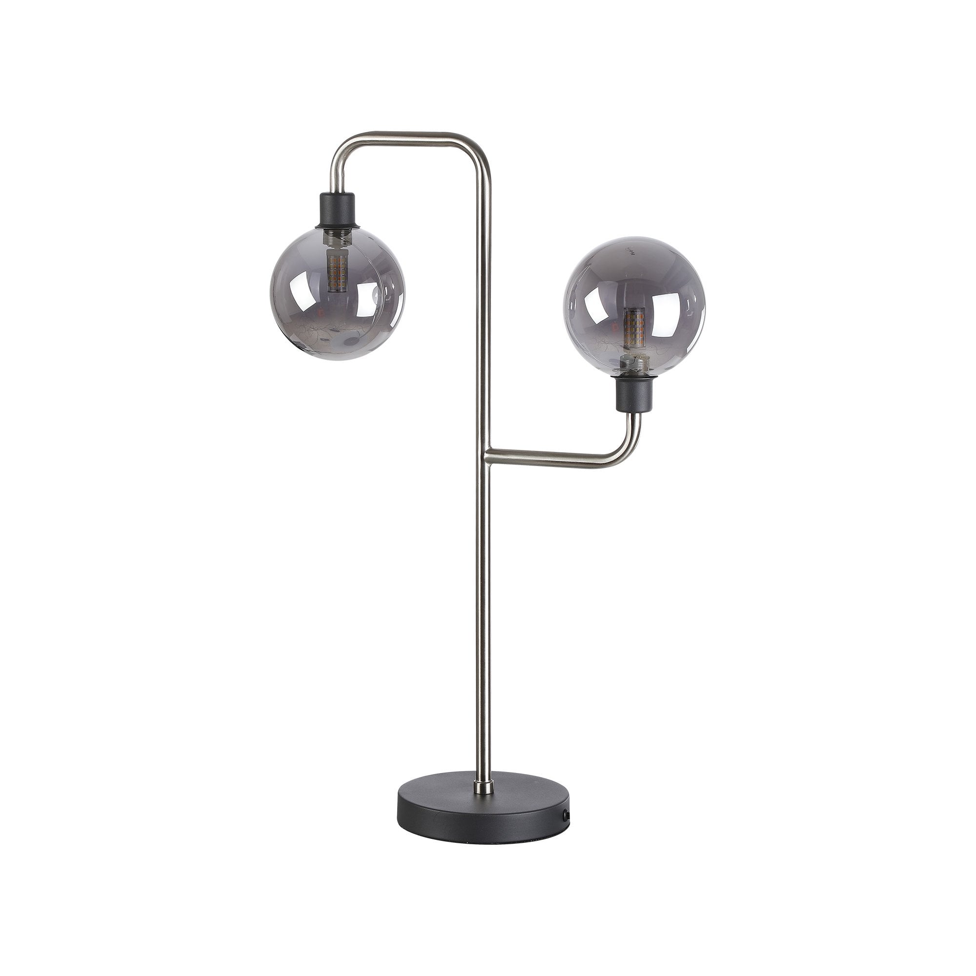 NL90859 Dublin 2 Light Table Lamp Graphite Satin Nickel