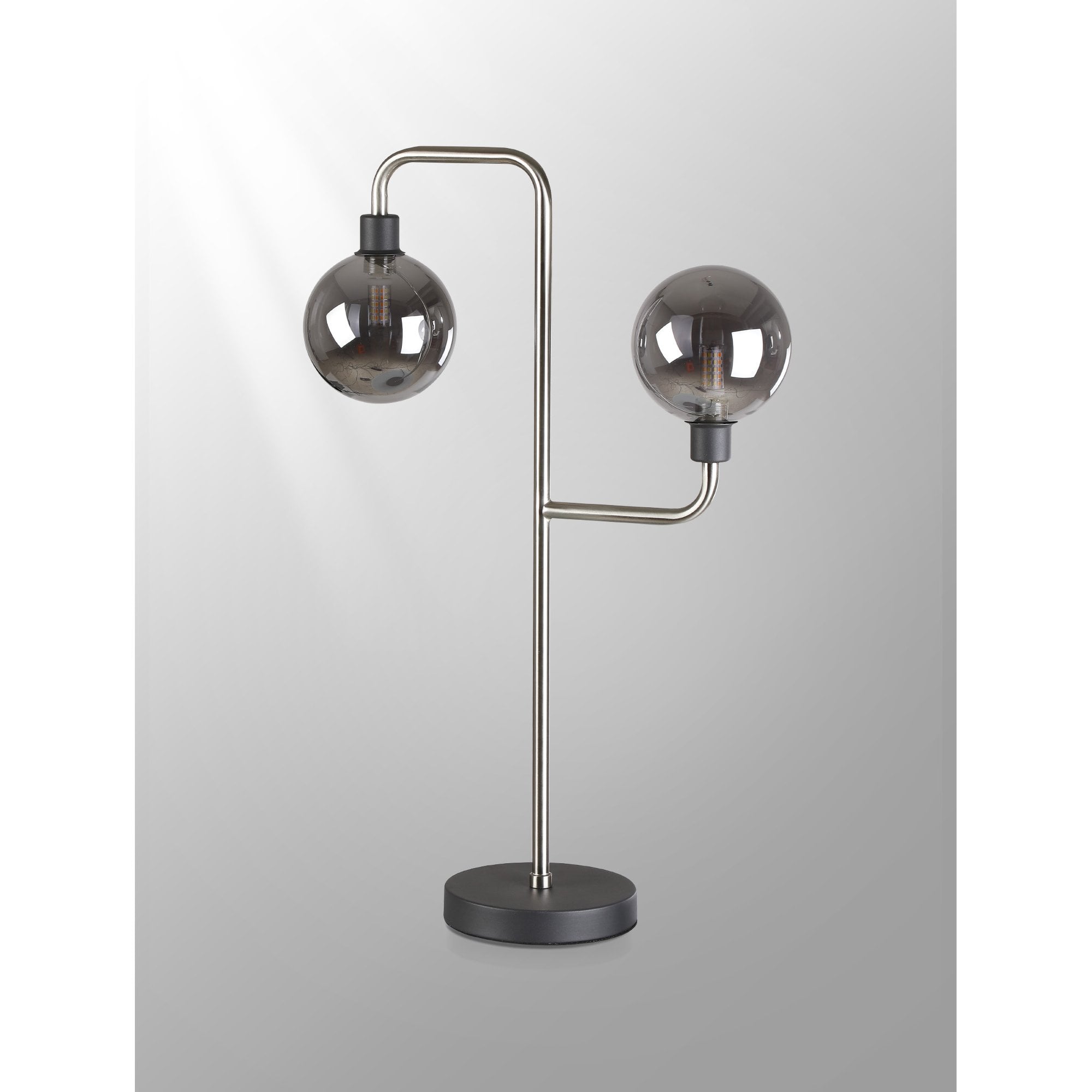 NL90859 Dublin 2 Light Table Lamp Graphite Satin Nickel