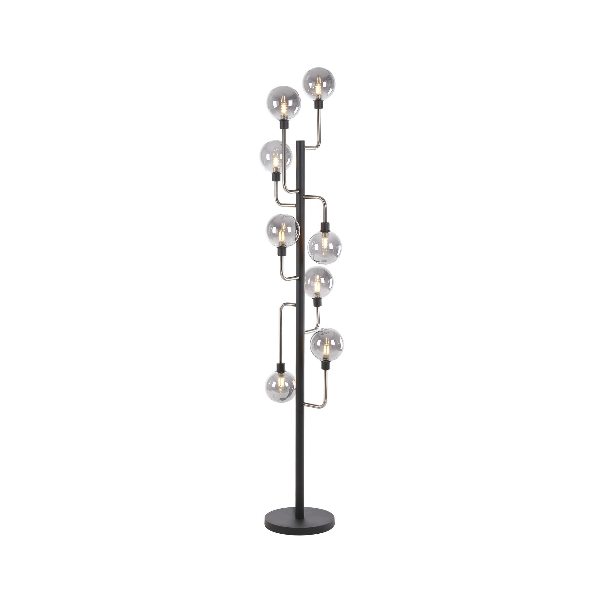 NL90869 Dublin 8 Light Floor Lamp Graphite Satin Nickel