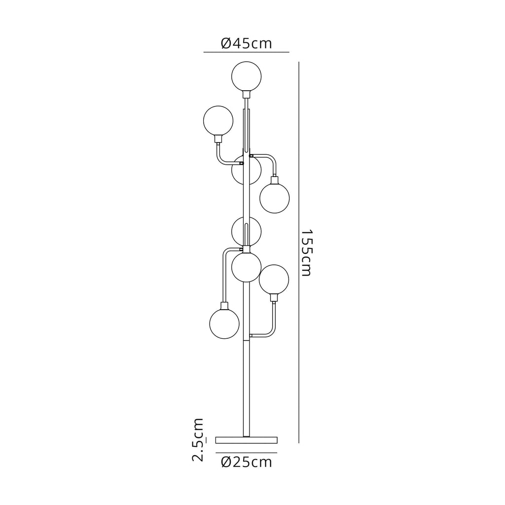 NL90869 Dublin 8 Light Floor Lamp Graphite Satin Nickel