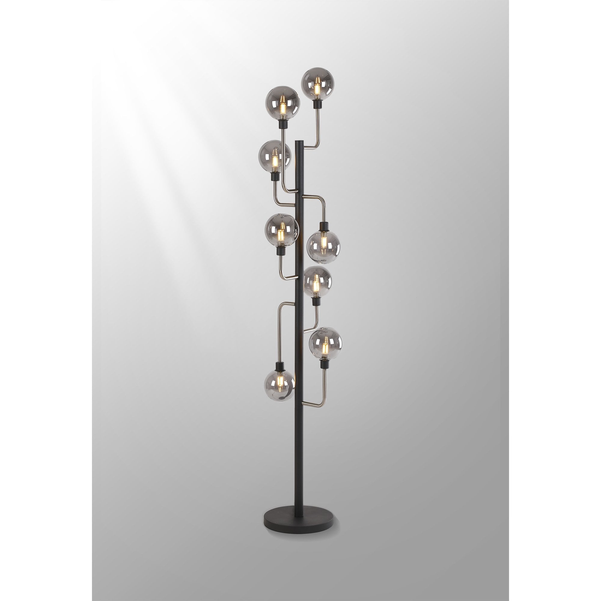NL90869 Dublin 8 Light Floor Lamp Graphite Satin Nickel