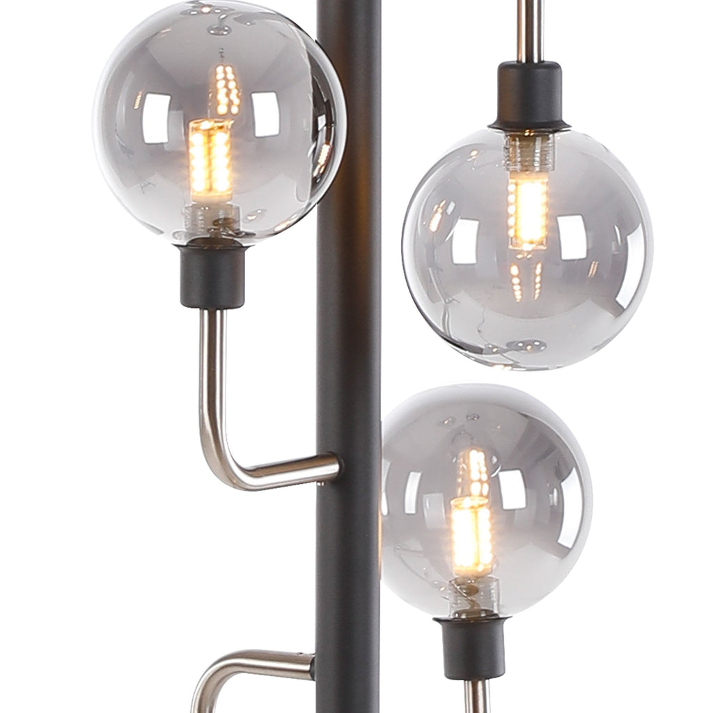 NL90869 Dublin 8 Light Floor Lamp Graphite Satin Nickel