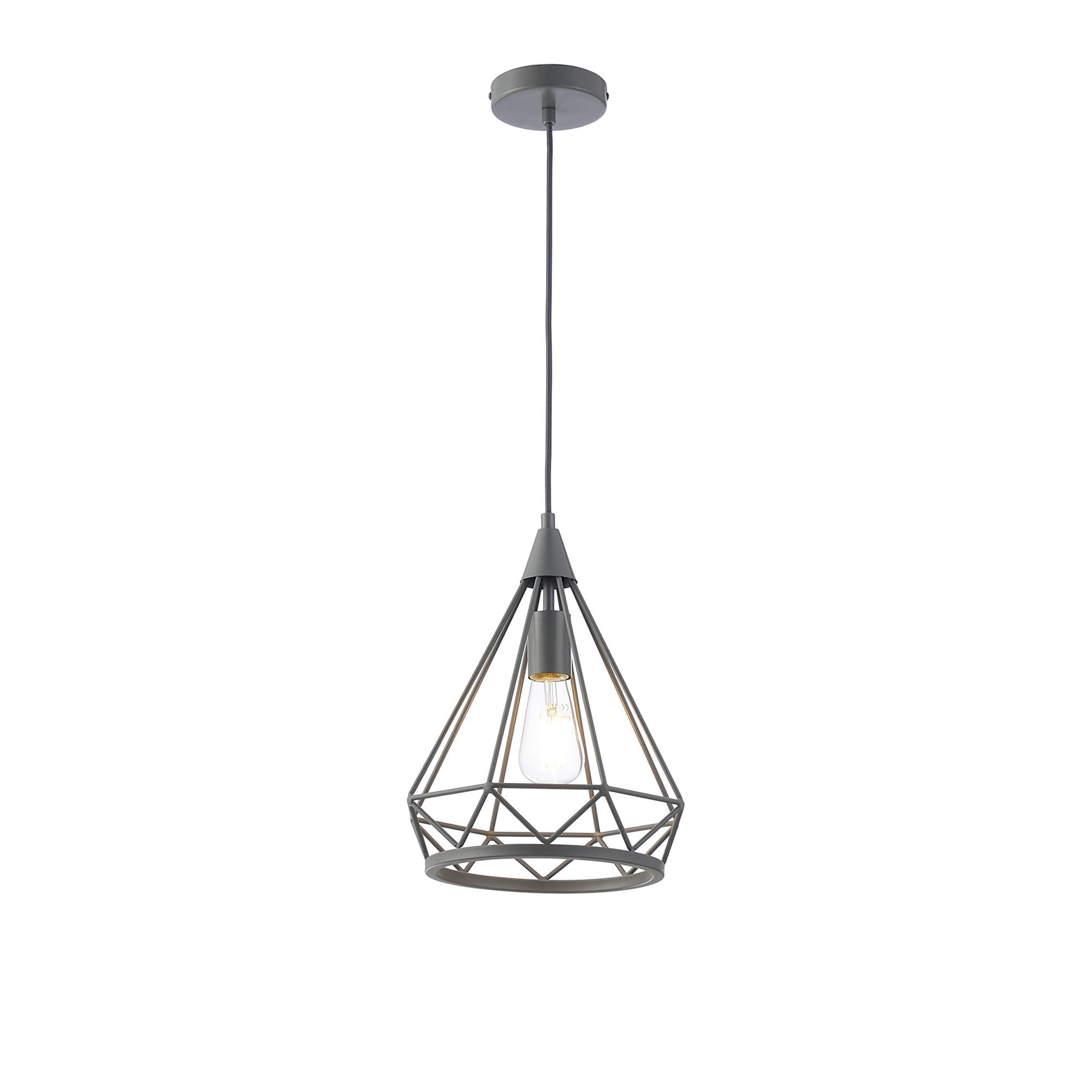 NL93829 Eros 1 Light Small Diamond Pendant Matt Grey