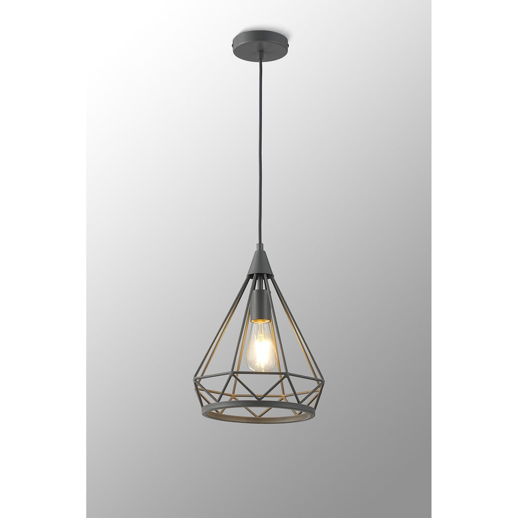 NL93829 Eros 1 Light Small Diamond Pendant Matt Grey