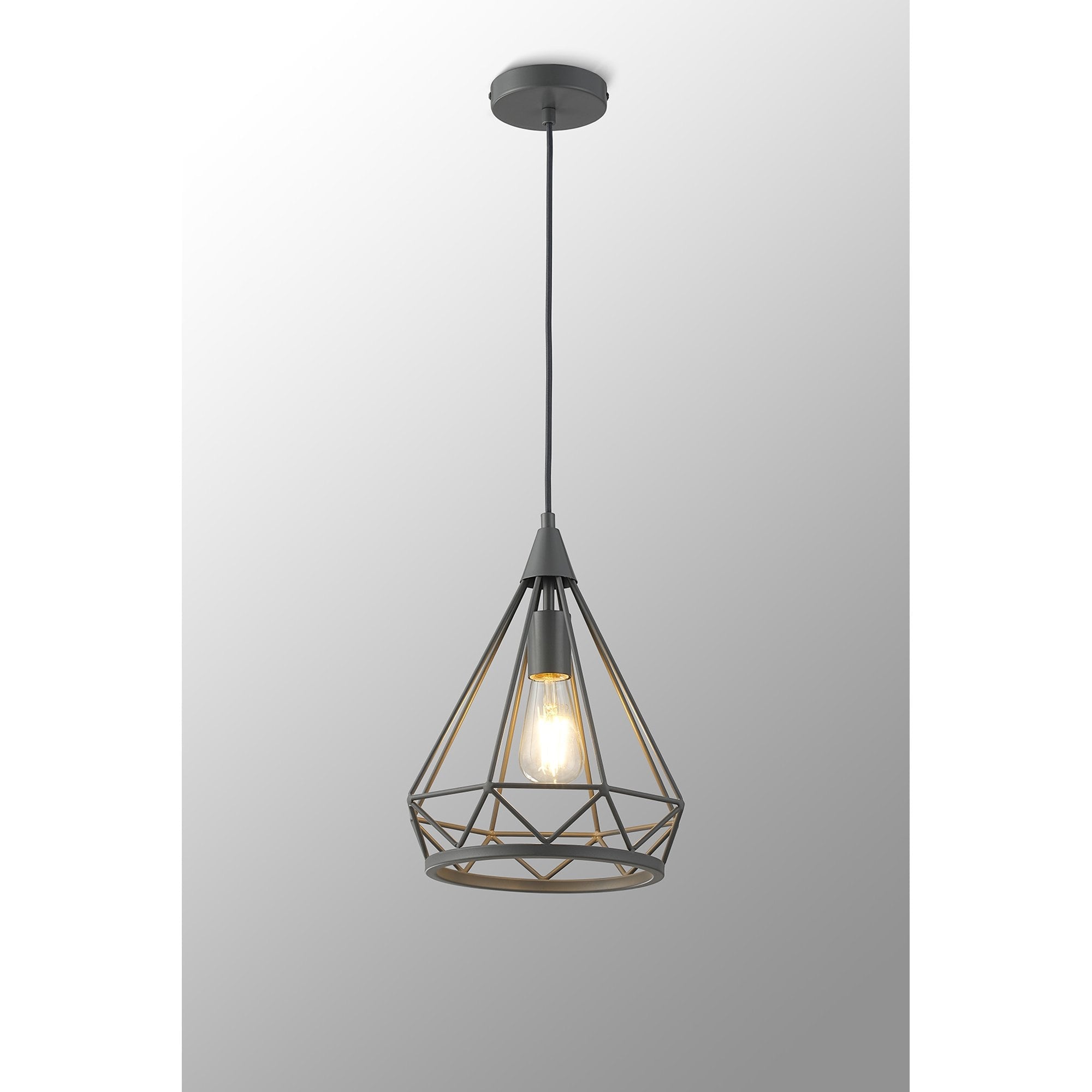 NL93829 Eros 1 Light Small Diamond Pendant Matt Grey