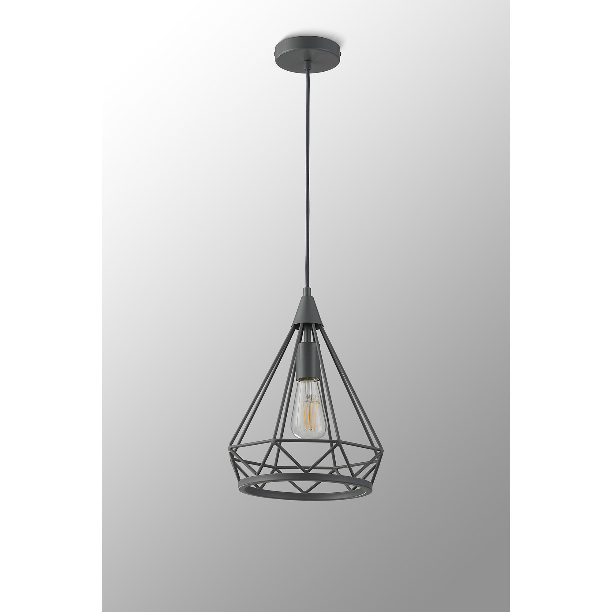 NL93829 Eros 1 Light Small Diamond Pendant Matt Grey