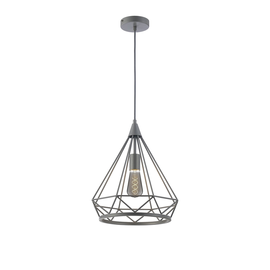 NL93839 Eros 1 Light Large Diamond Pendant Matt Grey