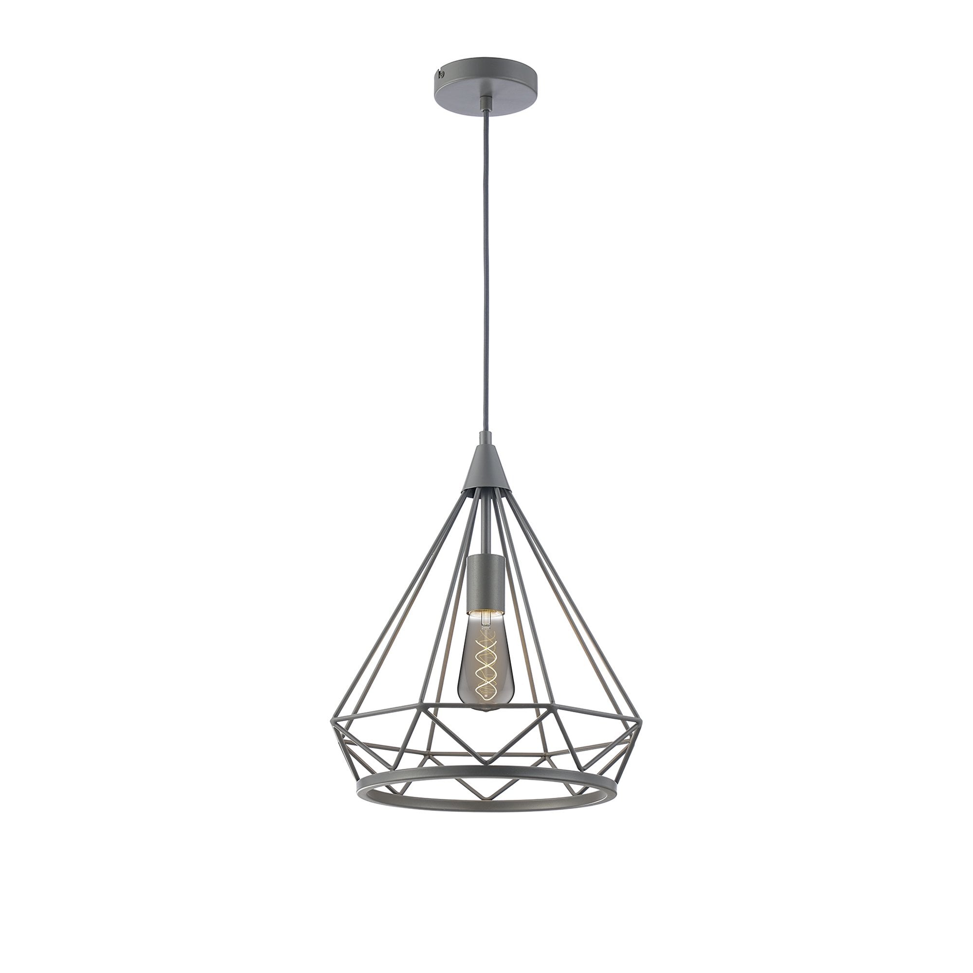 NL93839 Eros 1 Light Large Diamond Pendant Matt Grey