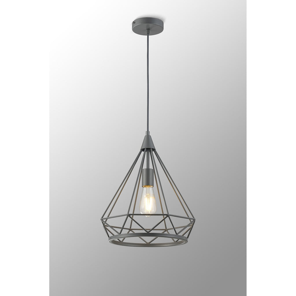 NL93839 Eros 1 Light Large Diamond Pendant Matt Grey