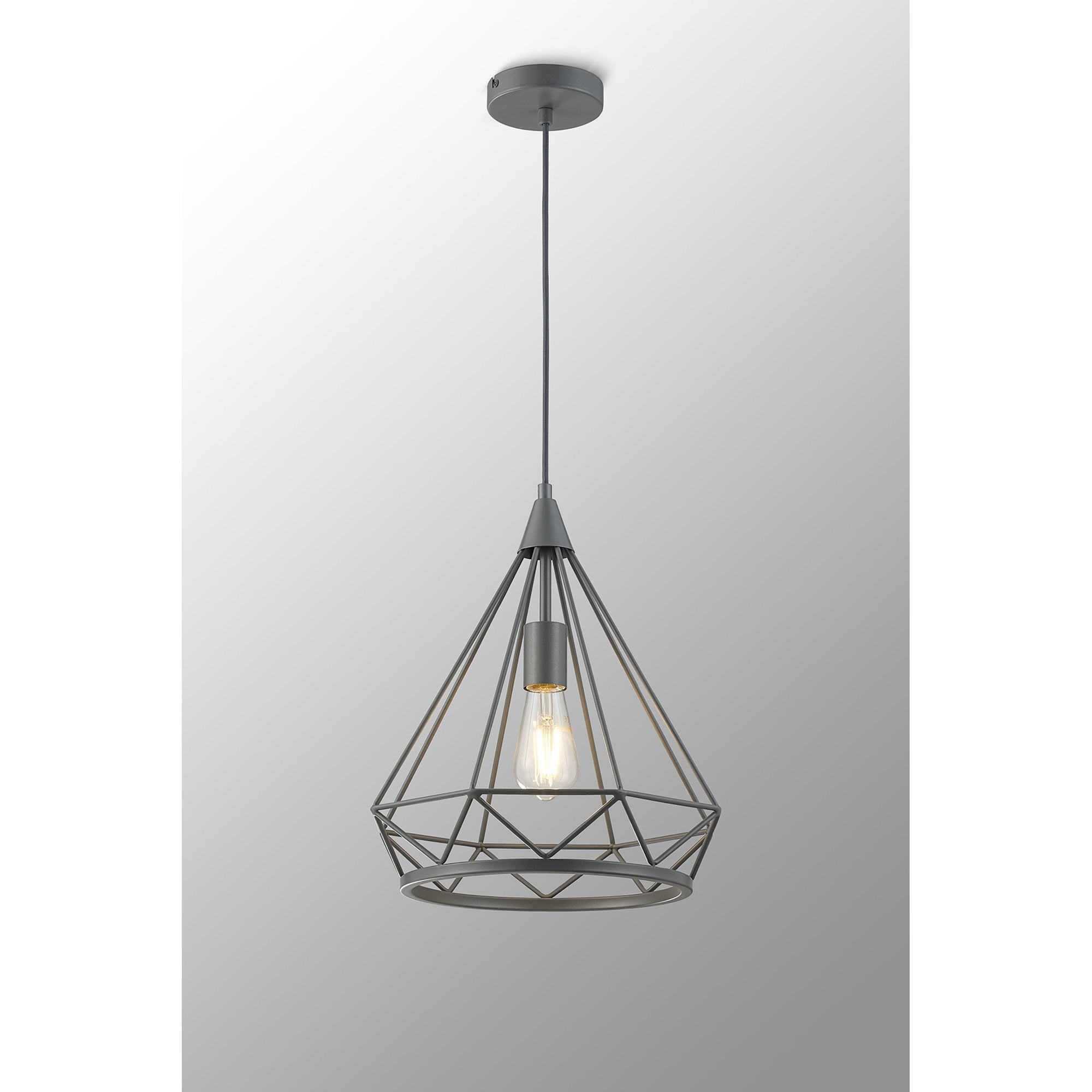 NL93839 Eros 1 Light Large Diamond Pendant Matt Grey