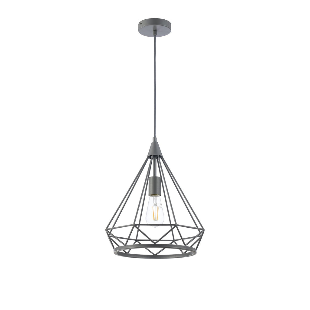 NL93839 Eros 1 Light Large Diamond Pendant Matt Grey