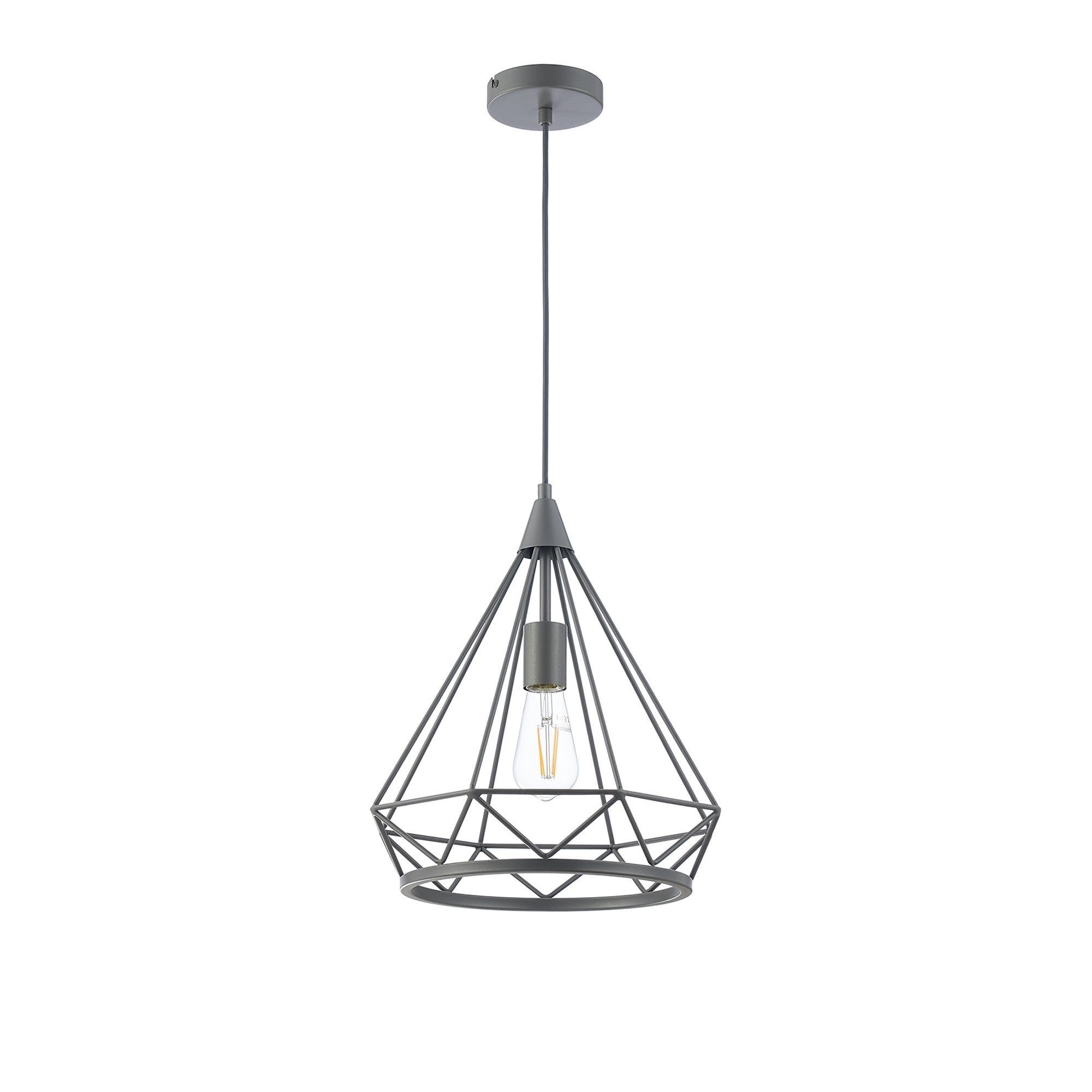 NL93839 Eros 1 Light Large Diamond Pendant Matt Grey