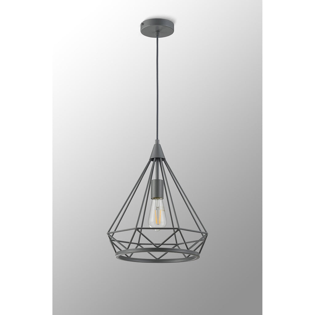 NL93839 Eros 1 Light Large Diamond Pendant Matt Grey