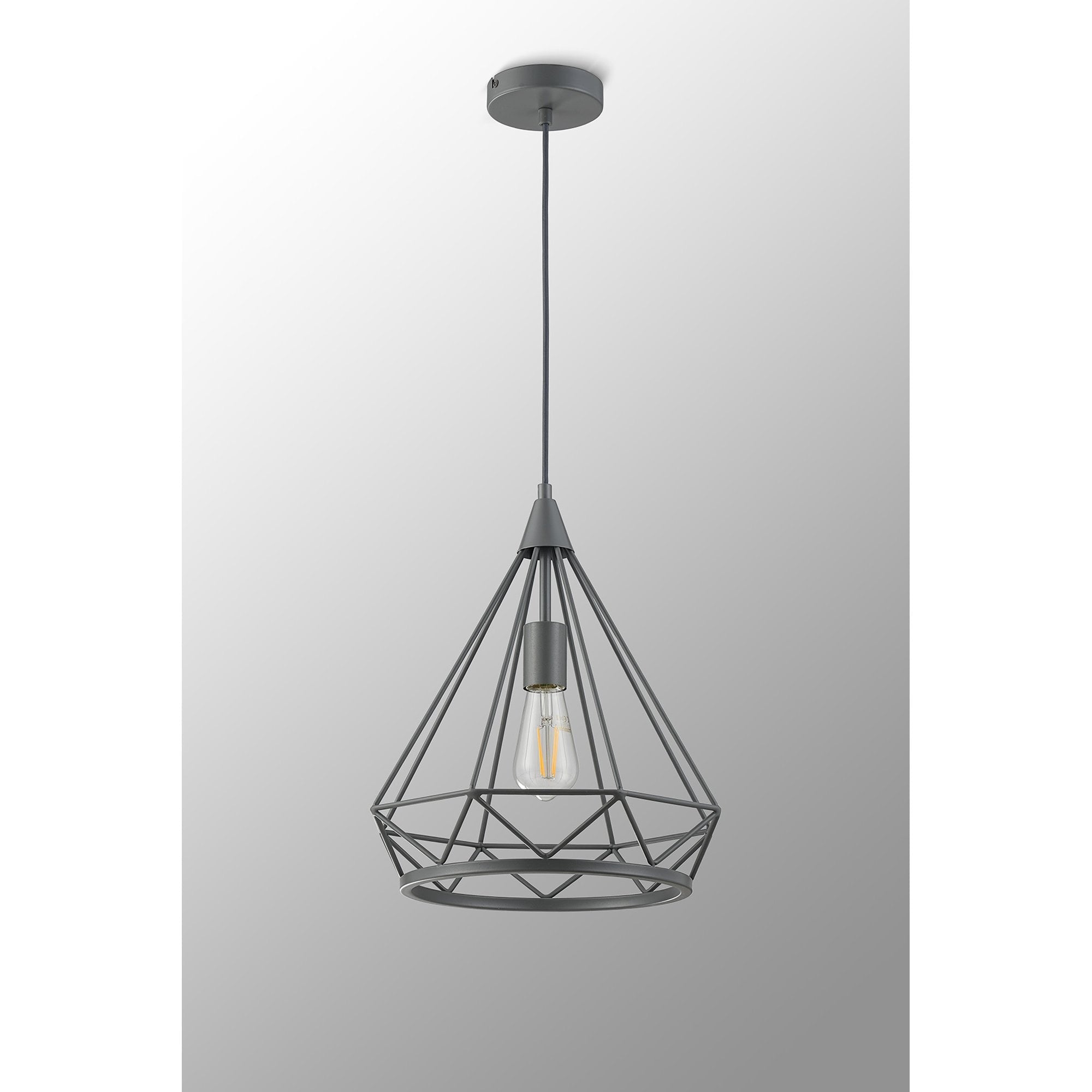 NL93839 Eros 1 Light Large Diamond Pendant Matt Grey