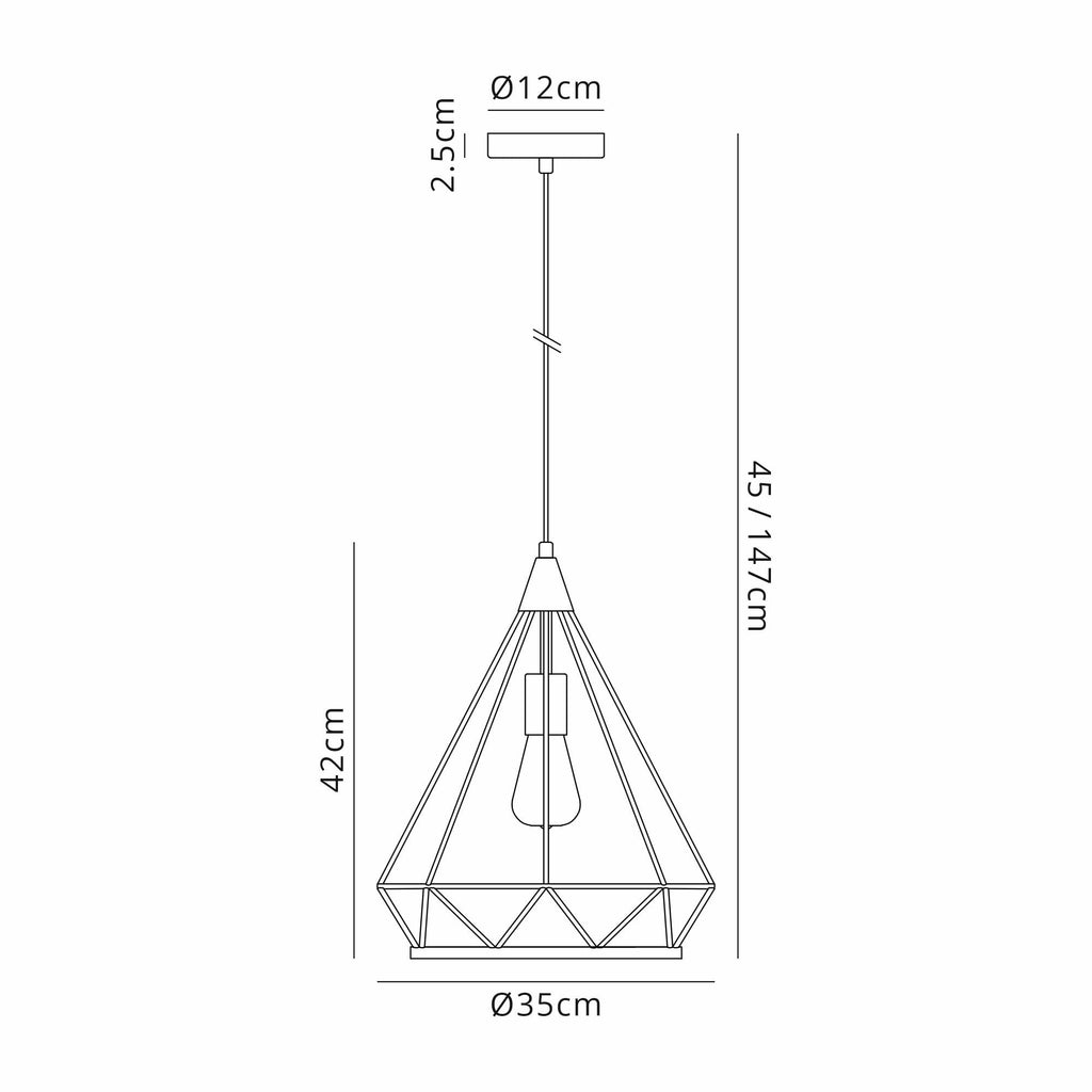 NL93859 Eros 1 Light Large Diamond Pendant Gold
