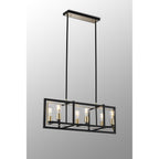 NL85839 Ebbole 6 Light Pendant Satin Black Champagne Gold
