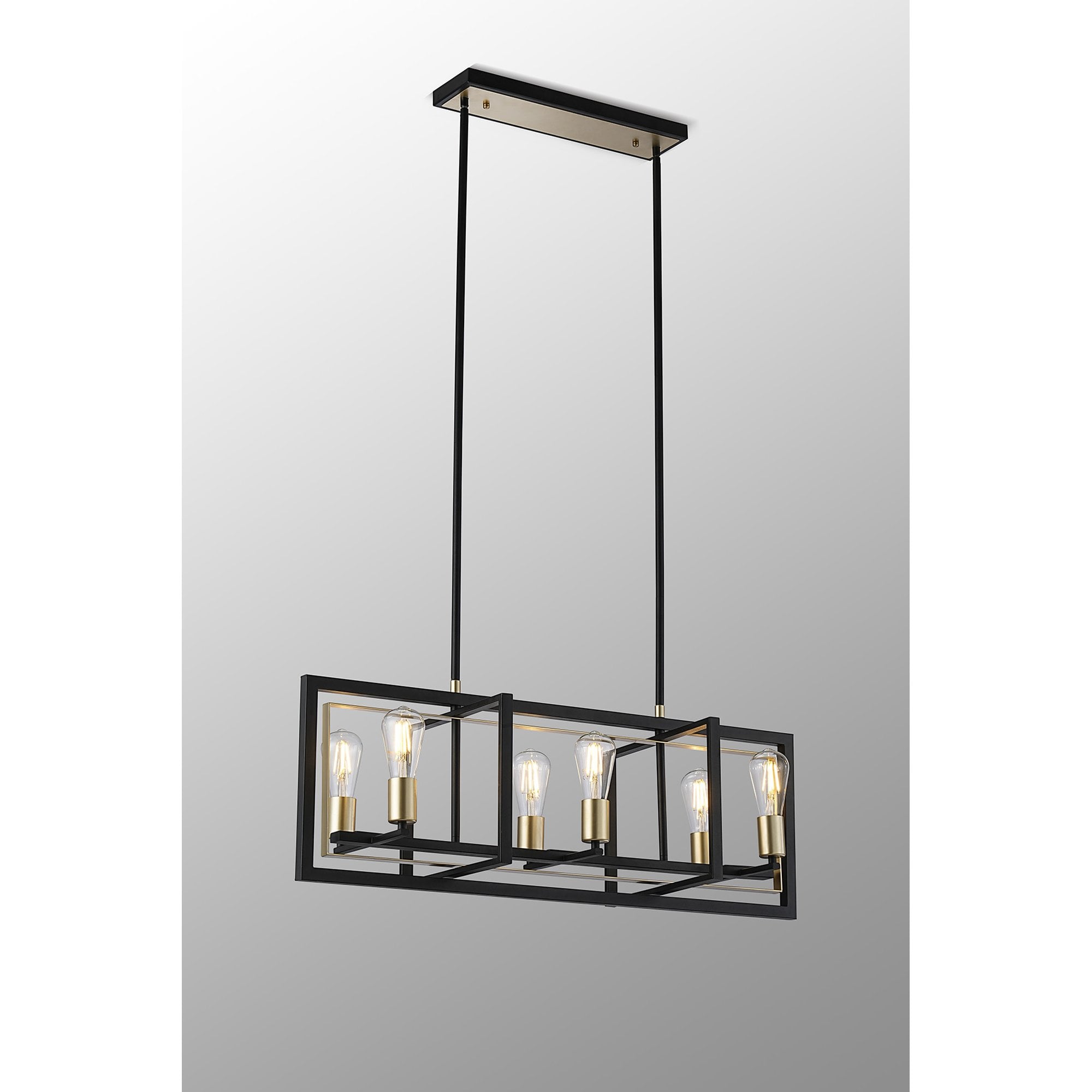 NL85839 Ebbole 6 Light Pendant Satin Black Champagne Gold
