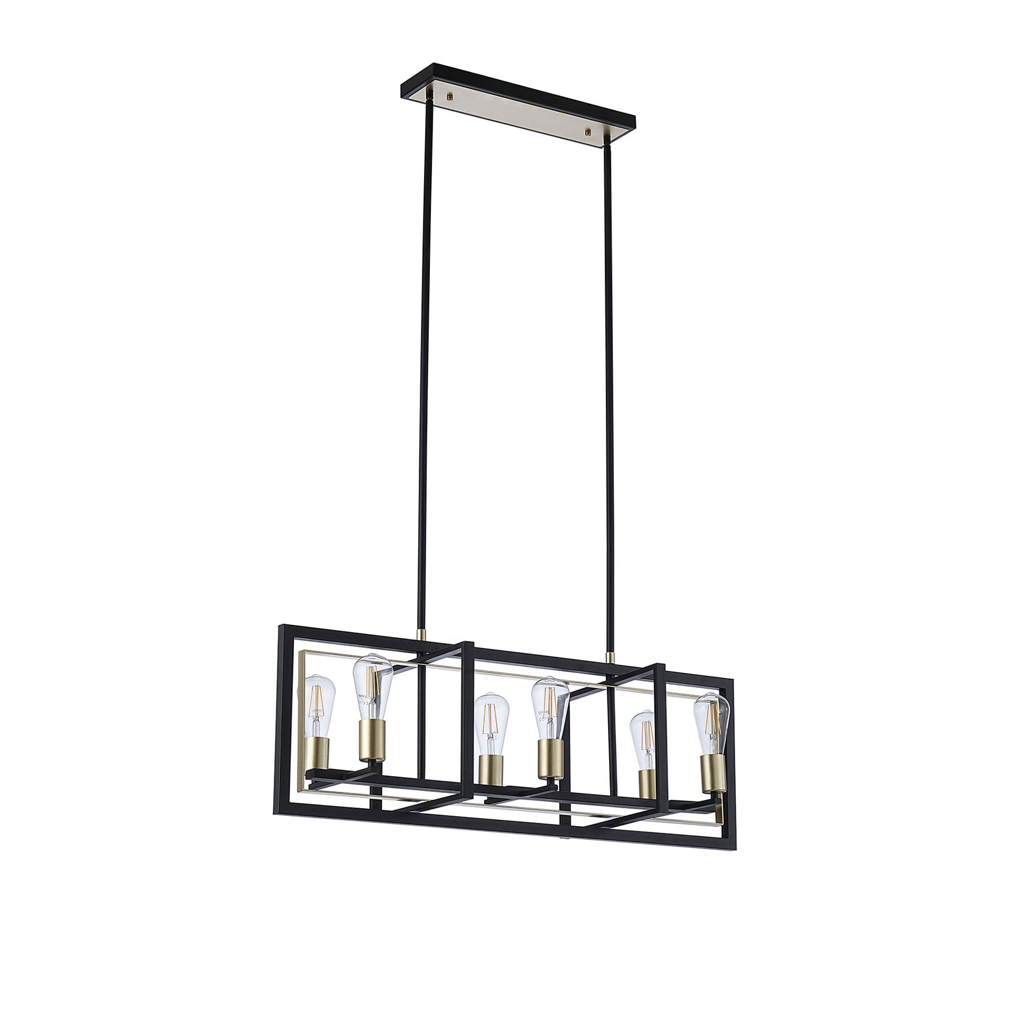 NL85839 Ebbole 6 Light Pendant Satin Black Champagne Gold