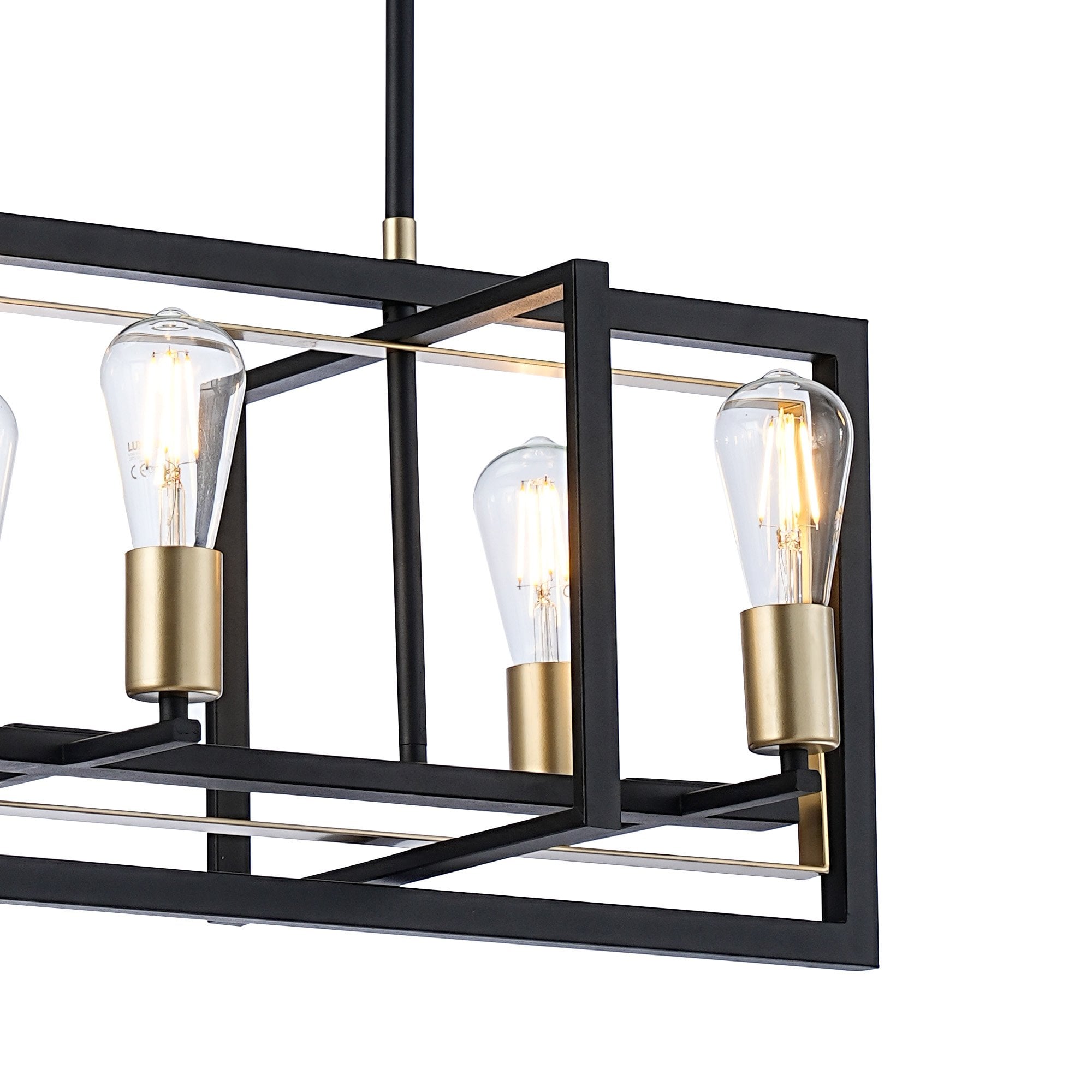 NL85839 Ebbole 6 Light Pendant Satin Black Champagne Gold