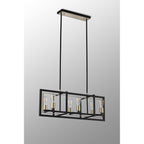 NL85839 Ebbole 6 Light Pendant Satin Black Champagne Gold