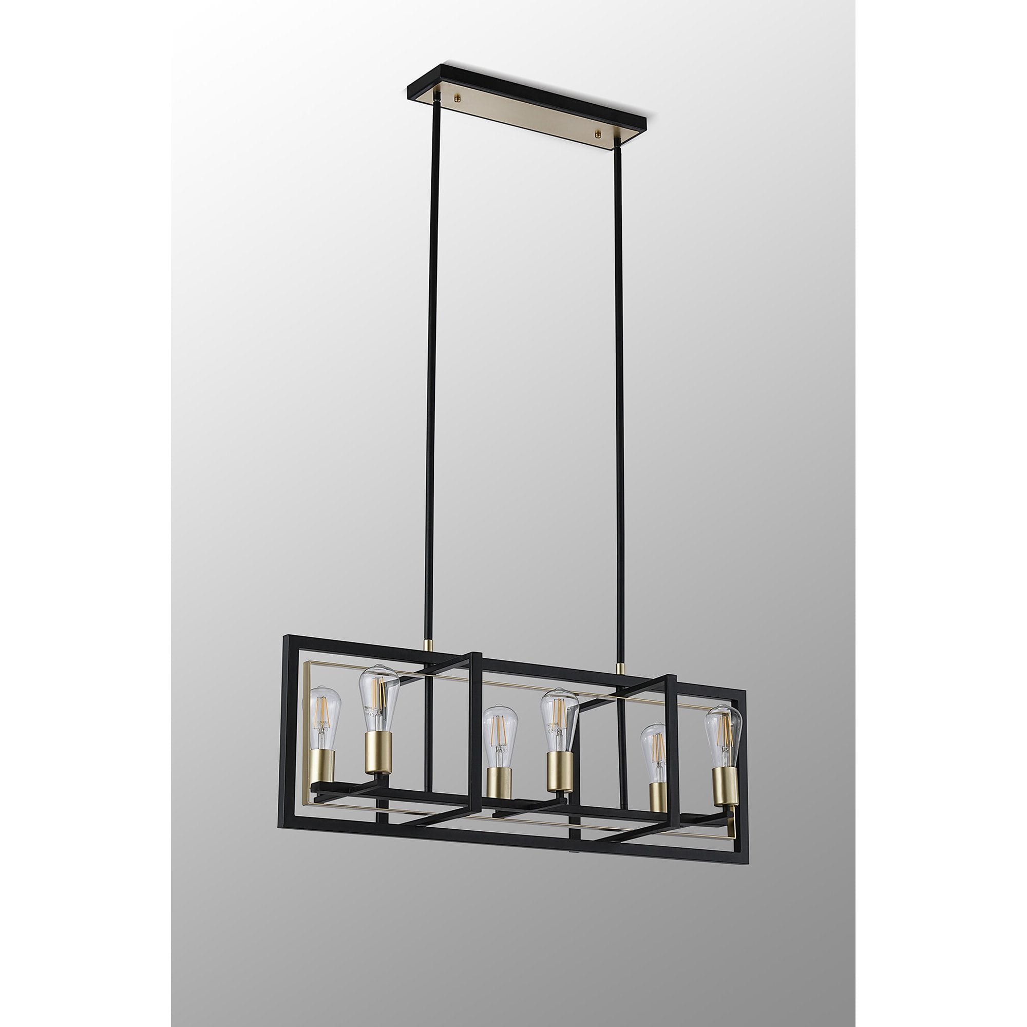 NL85839 Ebbole 6 Light Pendant Satin Black Champagne Gold