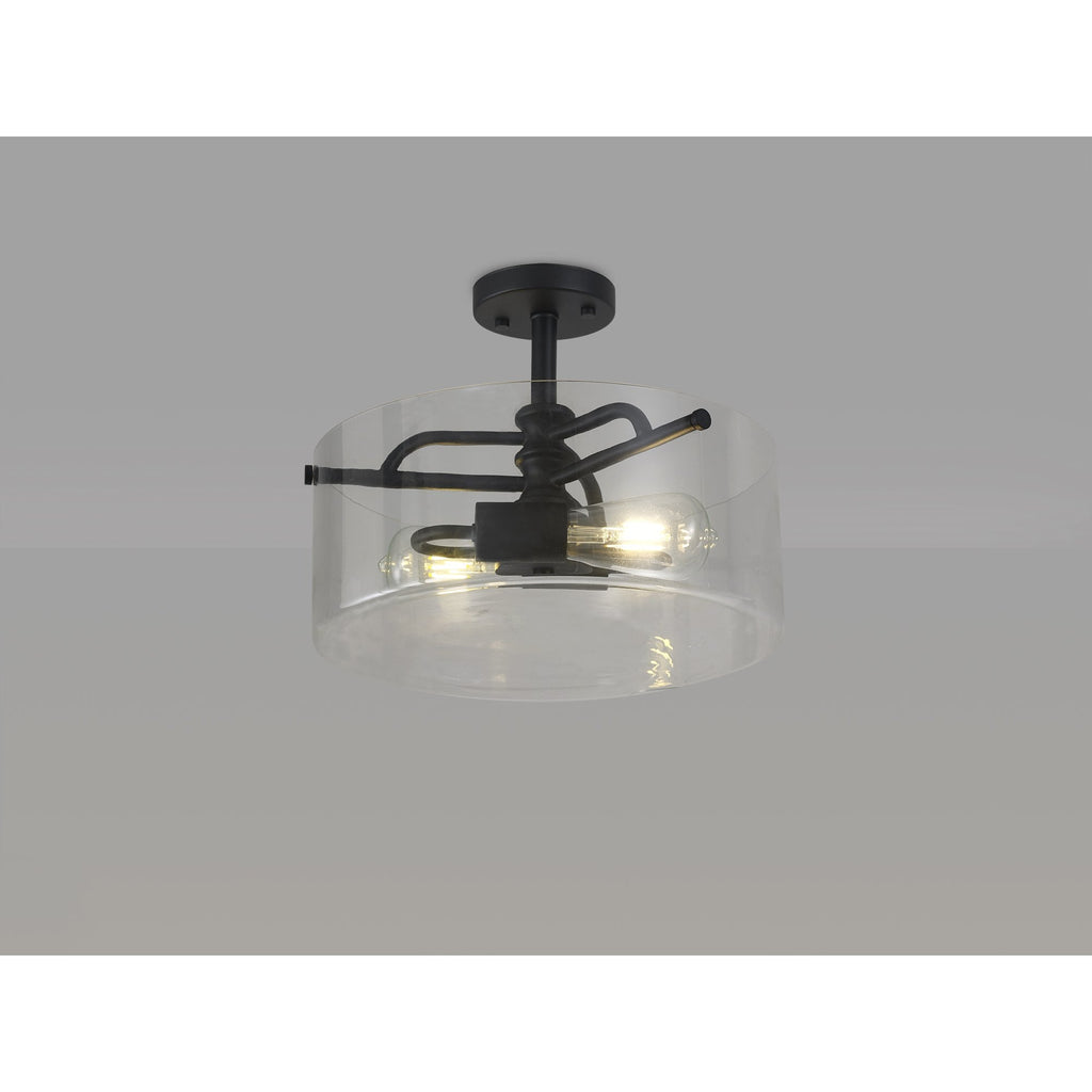 NL88039 Gabrel 2 Light Ceiling Light Sand Black Clear