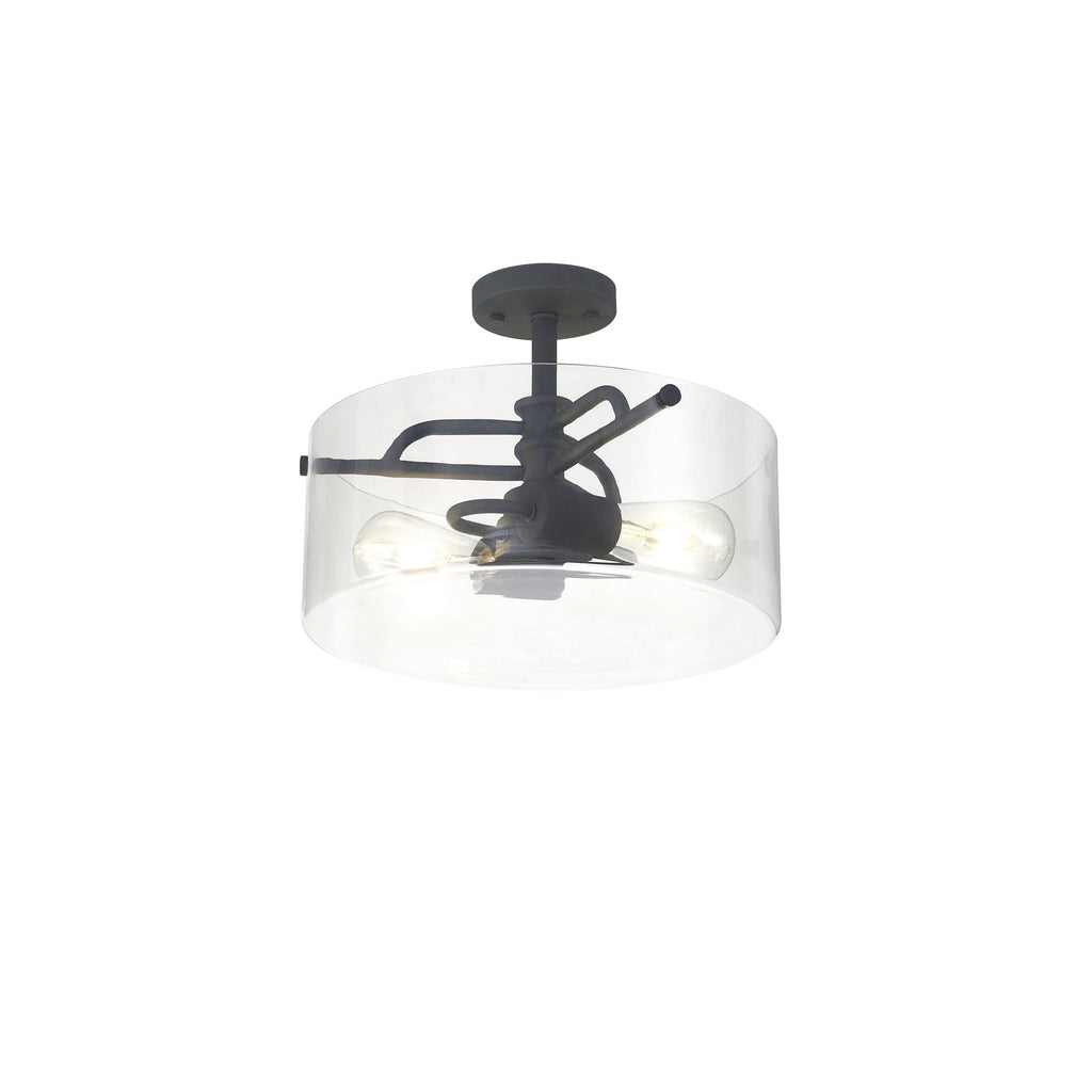 NL88049 Gabrel 2 Light Ceiling Light Anthracite Clear