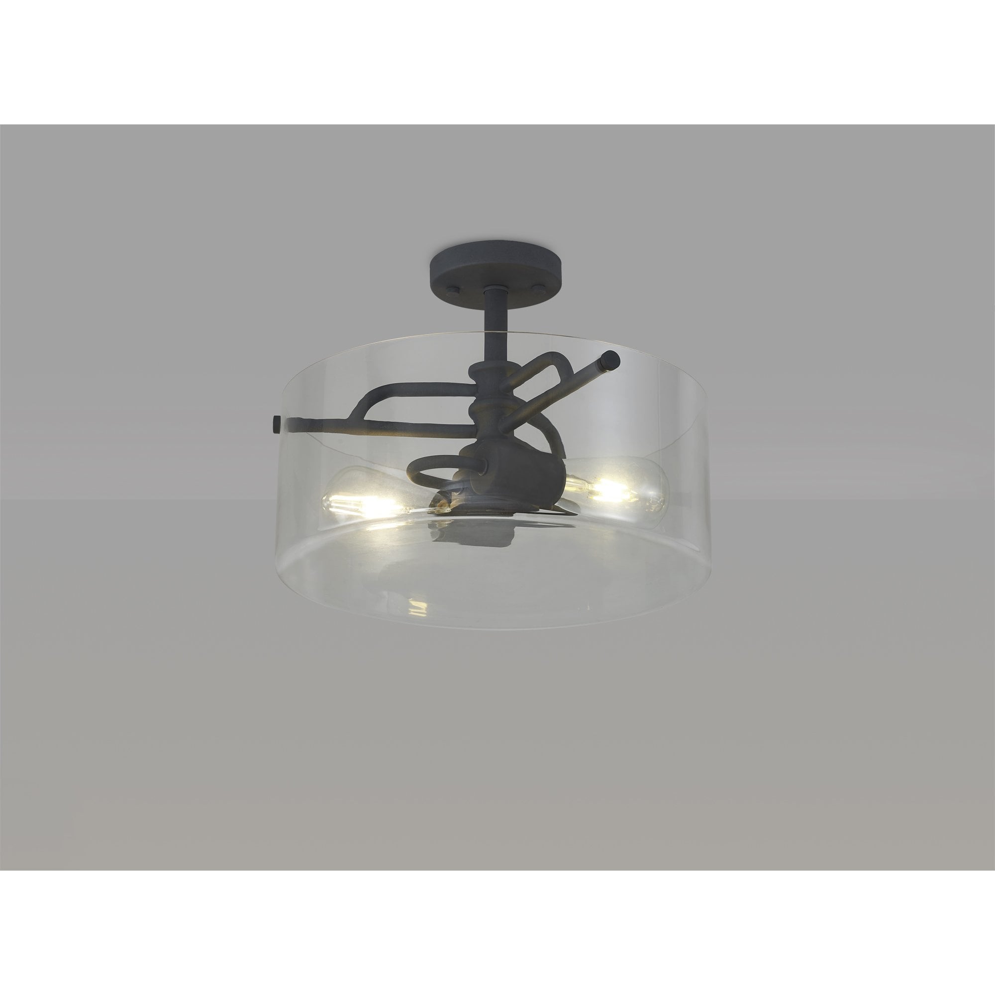 NL88049 Gabrel 2 Light Ceiling Light Anthracite Clear