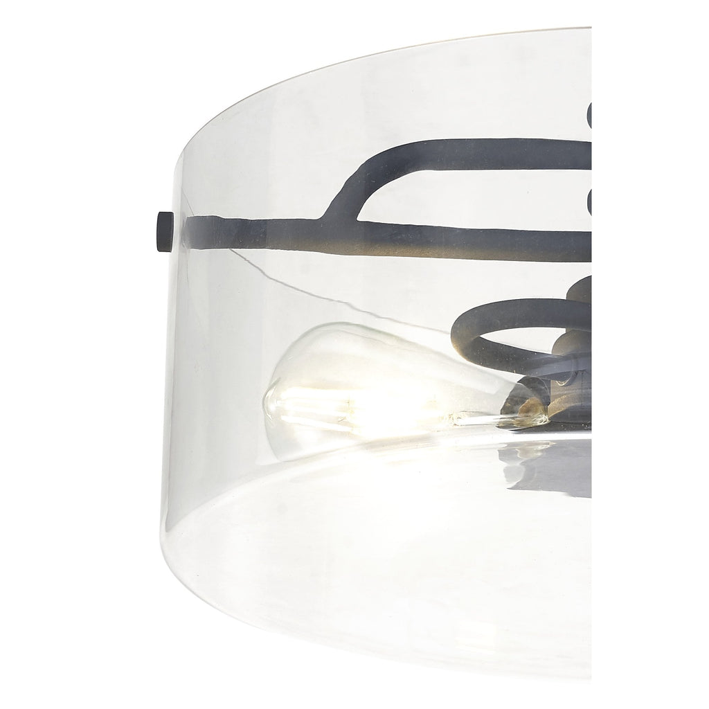 NL88049 Gabrel 2 Light Ceiling Light Anthracite Clear