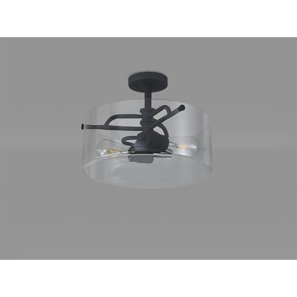NL88049 Gabrel 2 Light Ceiling Light Anthracite Clear