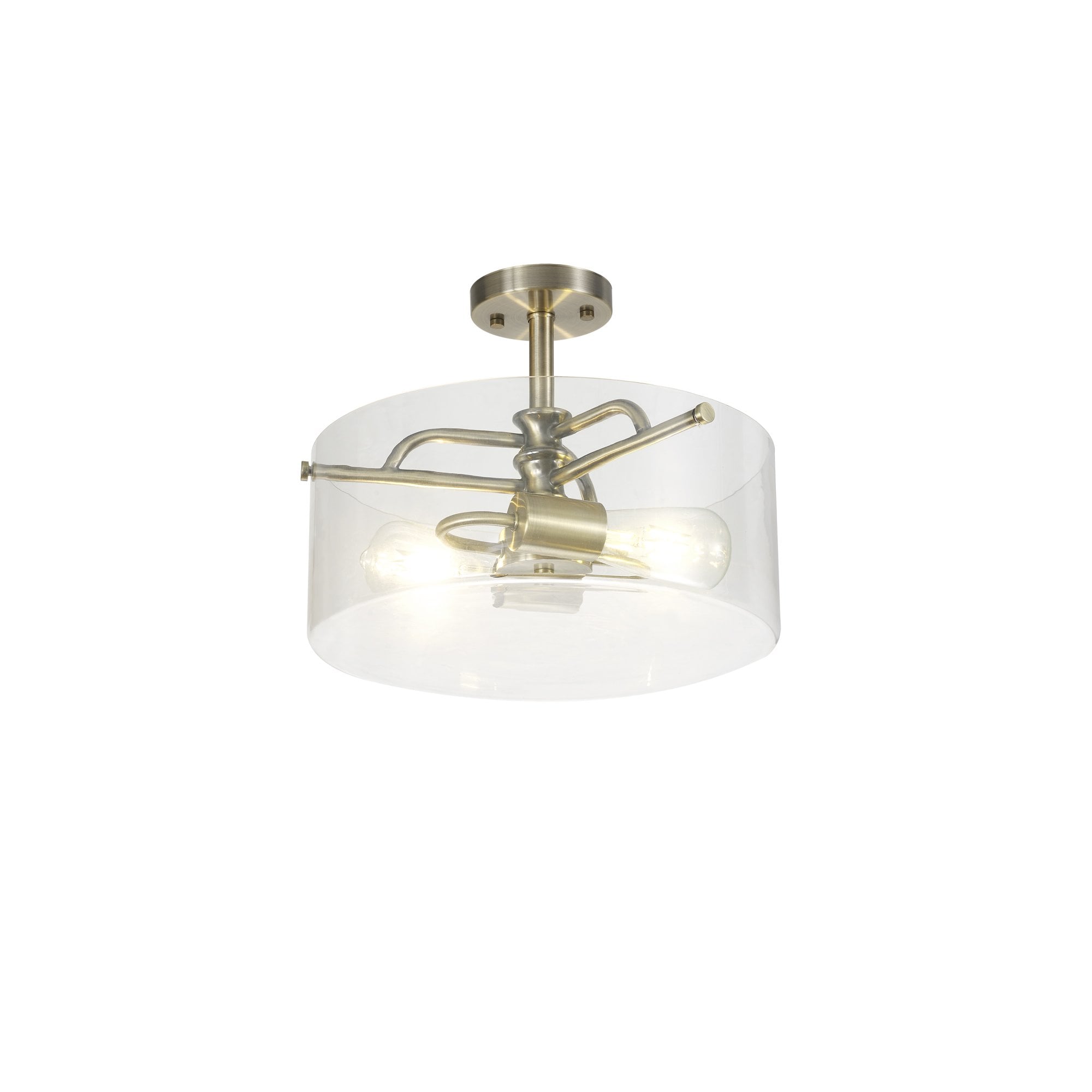 NL88059 Gabrel 2 Light Ceiling Light Antique Brass Clear