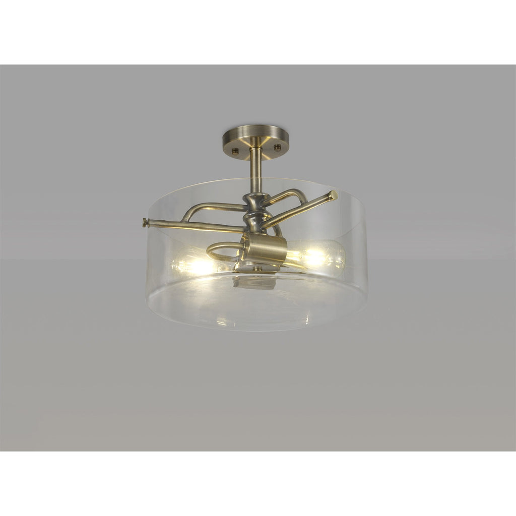 NL88059 Gabrel 2 Light Ceiling Light Antique Brass Clear