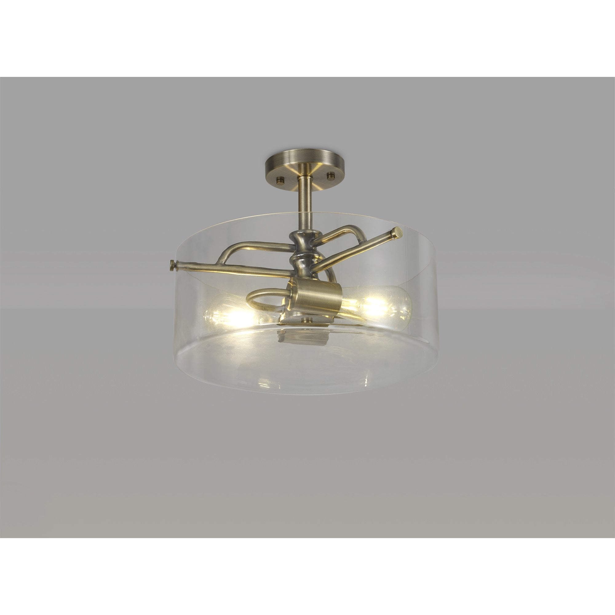 NL88059 Gabrel 2 Light Ceiling Light Antique Brass Clear