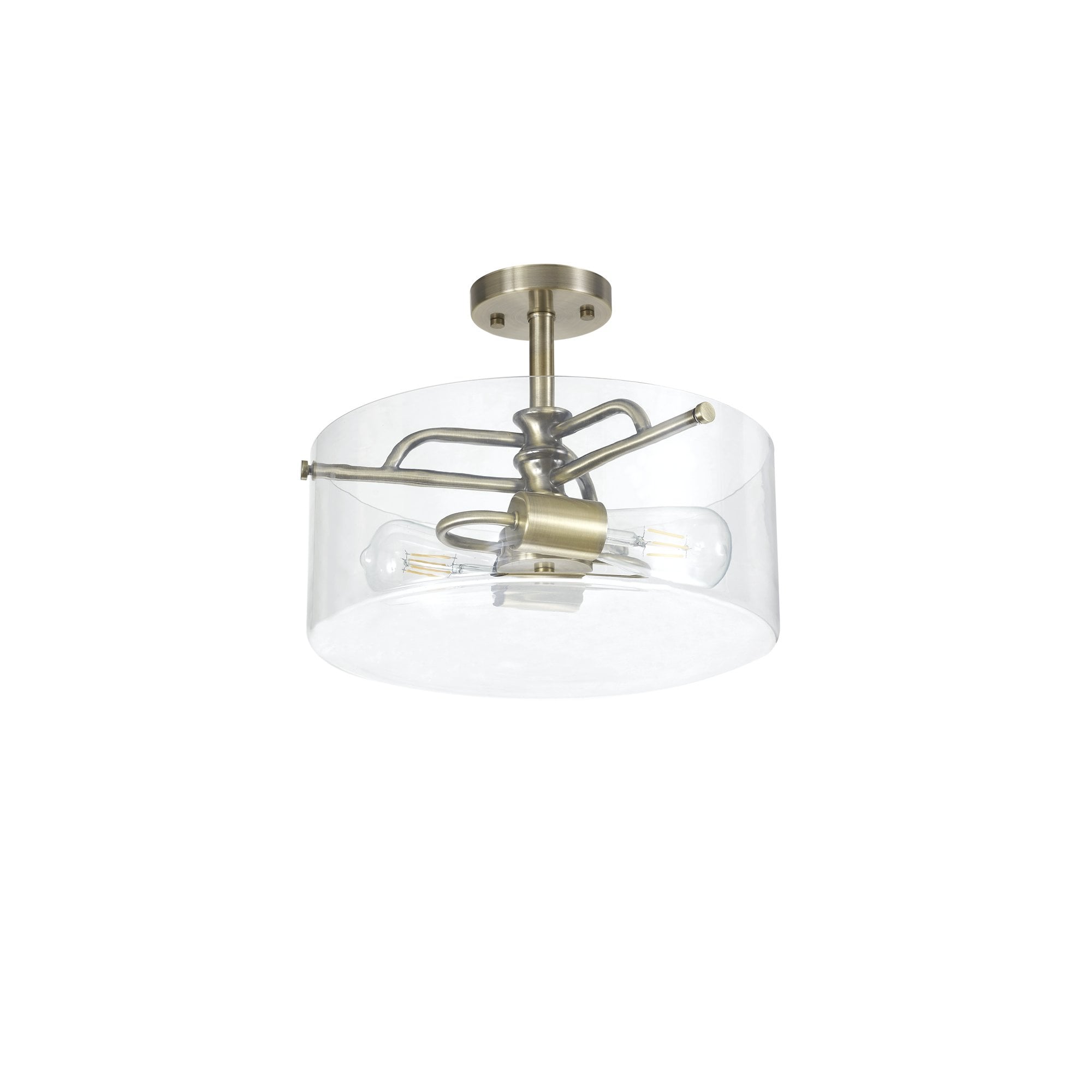 NL88059 Gabrel 2 Light Ceiling Light Antique Brass Clear