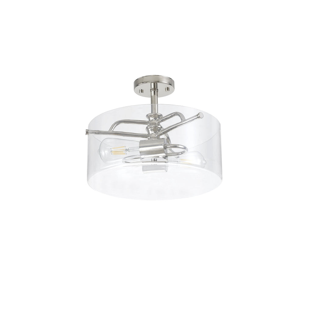 NL88069 Gabrel 2 Light Ceiling Light Polished Nickel Clear