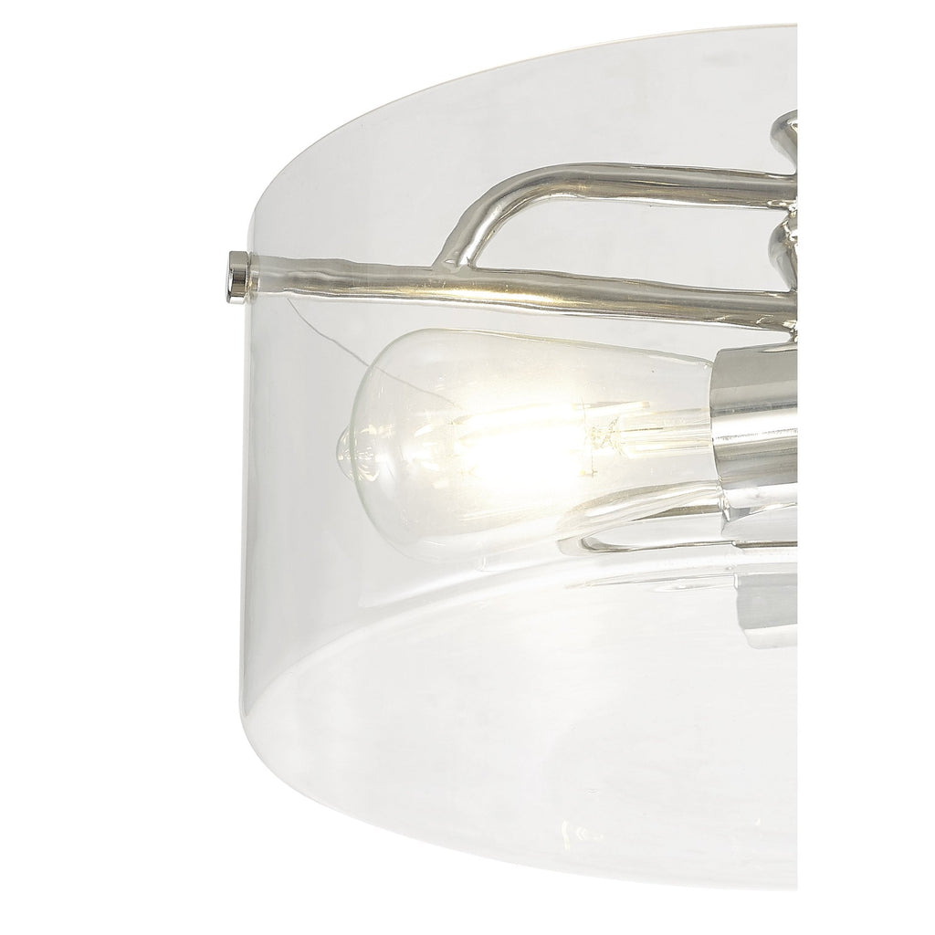 NL88069 Gabrel 2 Light Ceiling Light Polished Nickel Clear