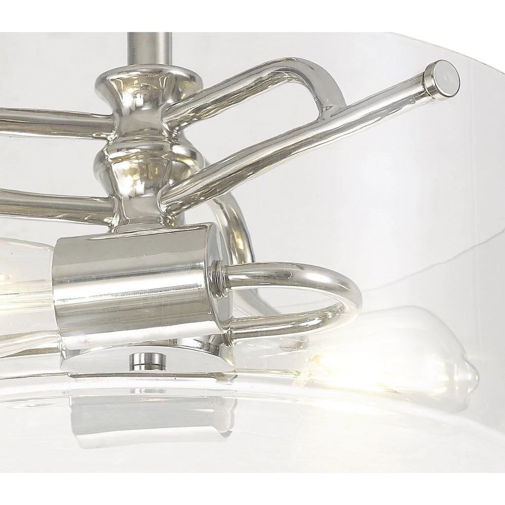NL88069 Gabrel 2 Light Ceiling Light Polished Nickel Clear