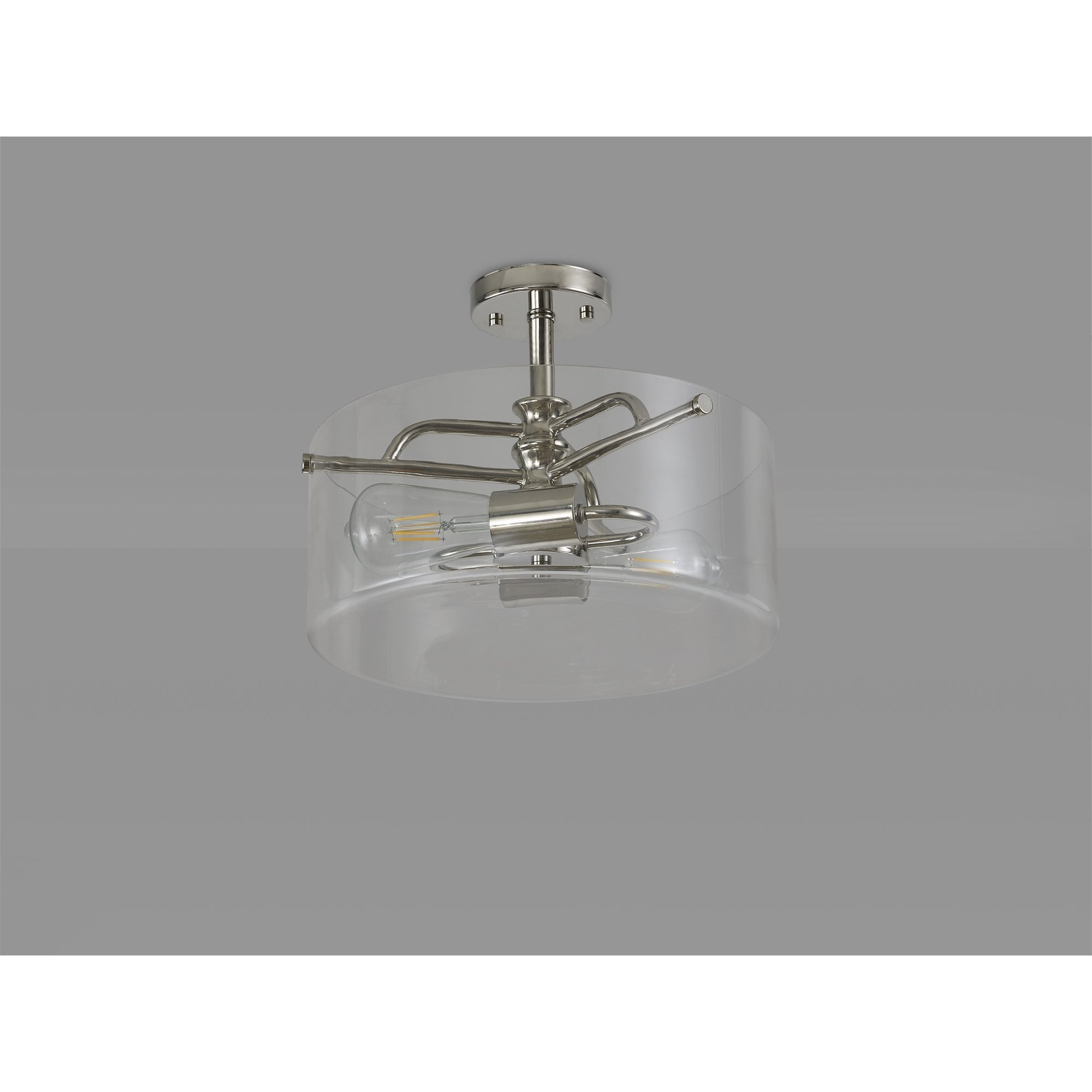 NL88069 Gabrel 2 Light Ceiling Light Polished Nickel Clear