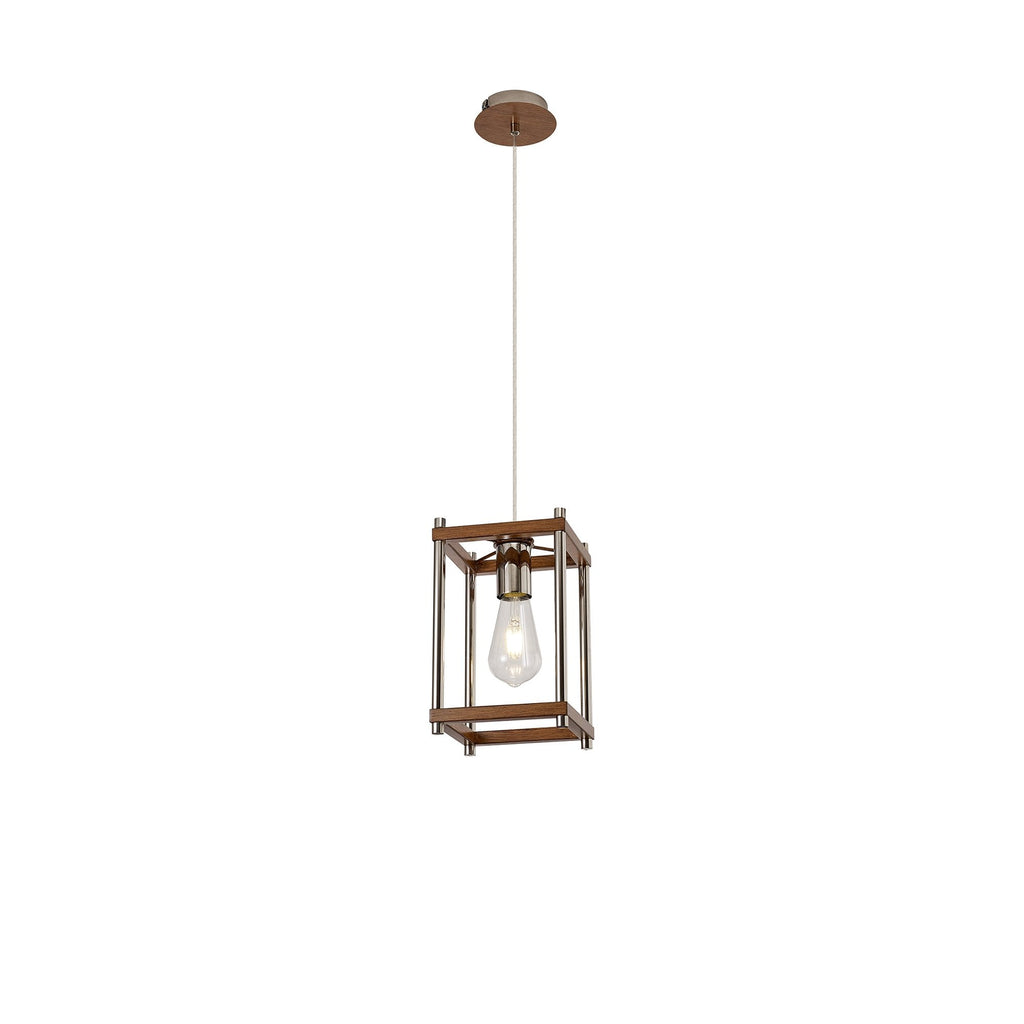 NL92549 Icart 1 Light Pendant Walnut Polished Nickel