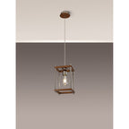 NL92549 Icart 1 Light Pendant Walnut Polished Nickel