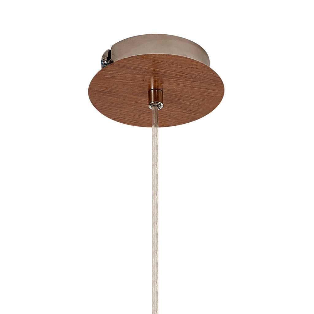 NL92549 Icart 1 Light Pendant Walnut Polished Nickel