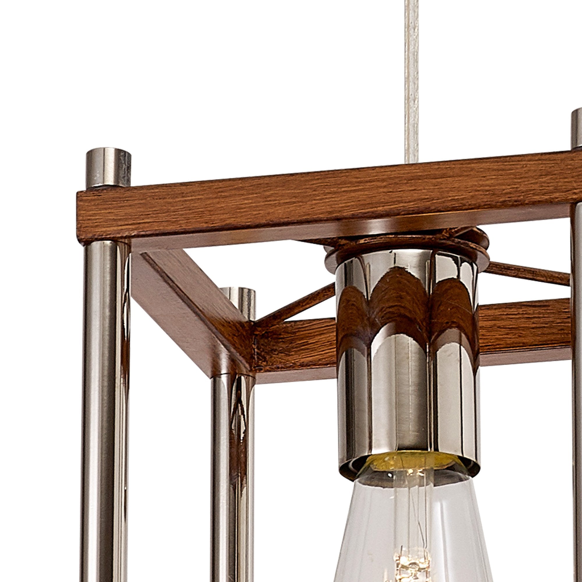 NL92549 Icart 1 Light Pendant Walnut Polished Nickel