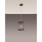 NL92549 Icart 1 Light Pendant Walnut Polished Nickel