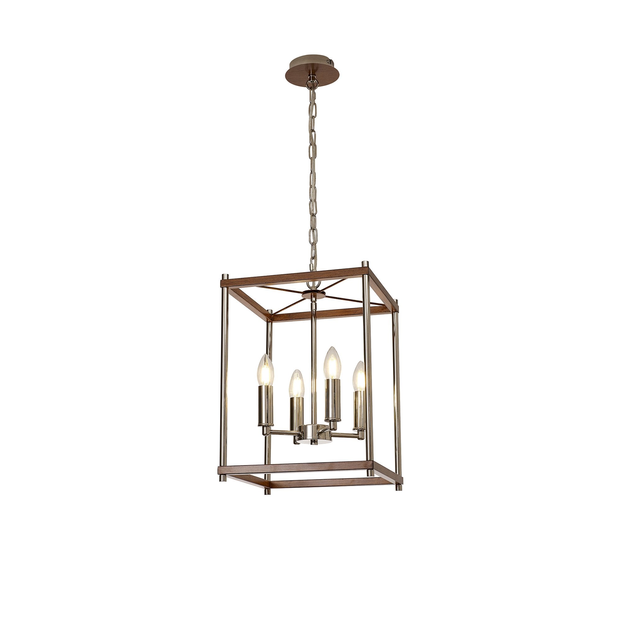NL92559 Icart 4 Light Pendant Walnut Polished Nickel