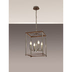 NL92559 Icart 4 Light Pendant Walnut Polished Nickel