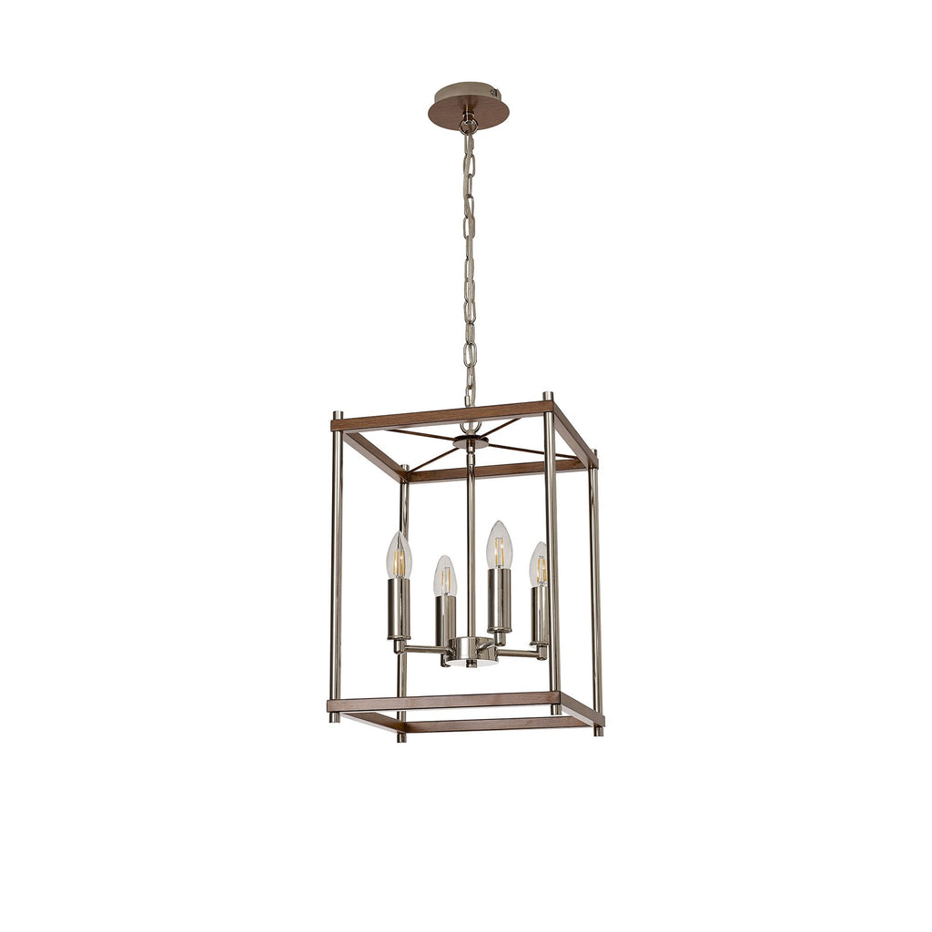 NL92559 Icart 4 Light Pendant Walnut Polished Nickel