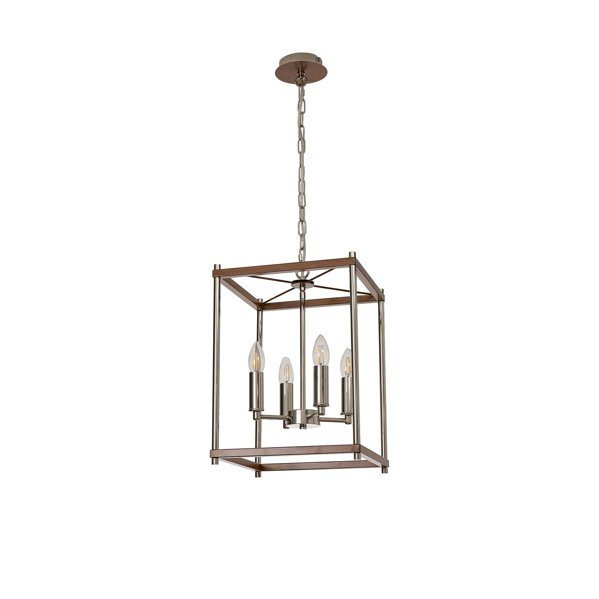 NL92559 Icart 4 Light Pendant Walnut Polished Nickel