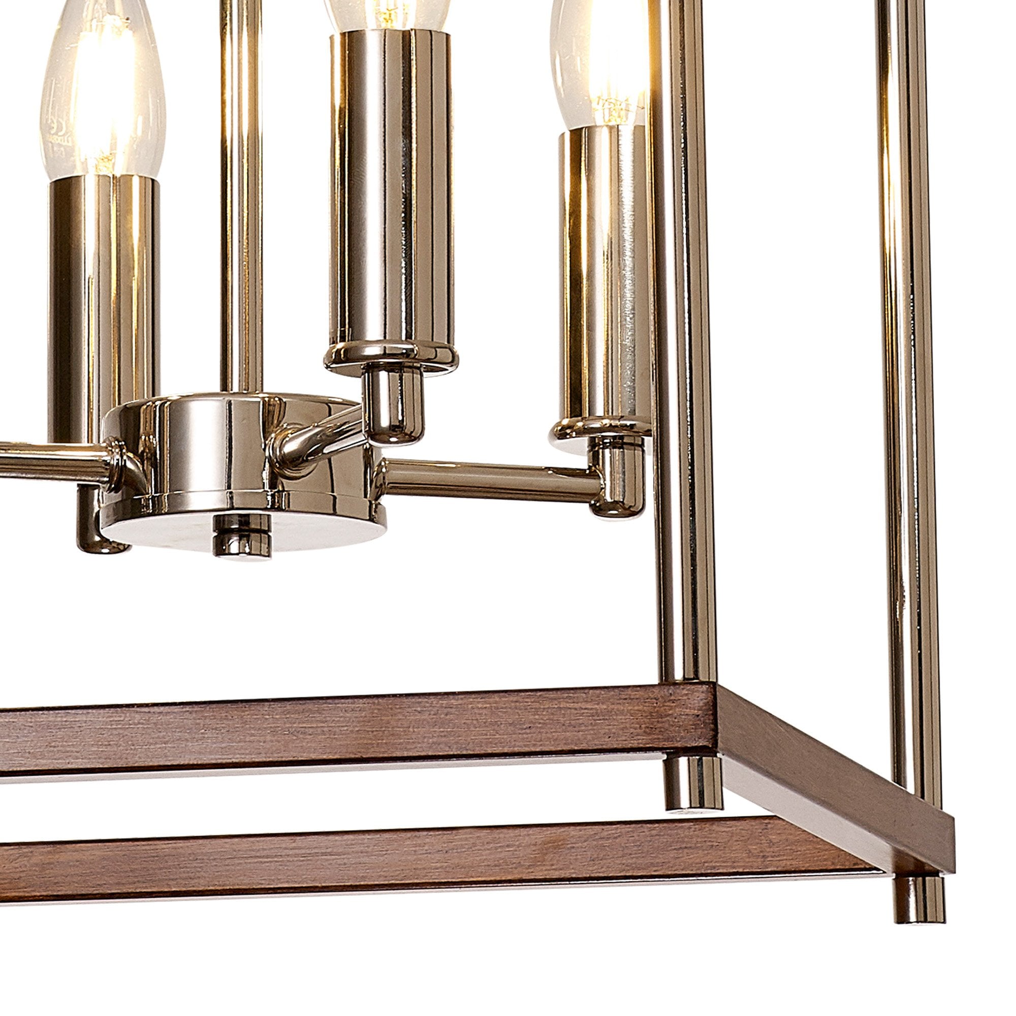 NL92559 Icart 4 Light Pendant Walnut Polished Nickel