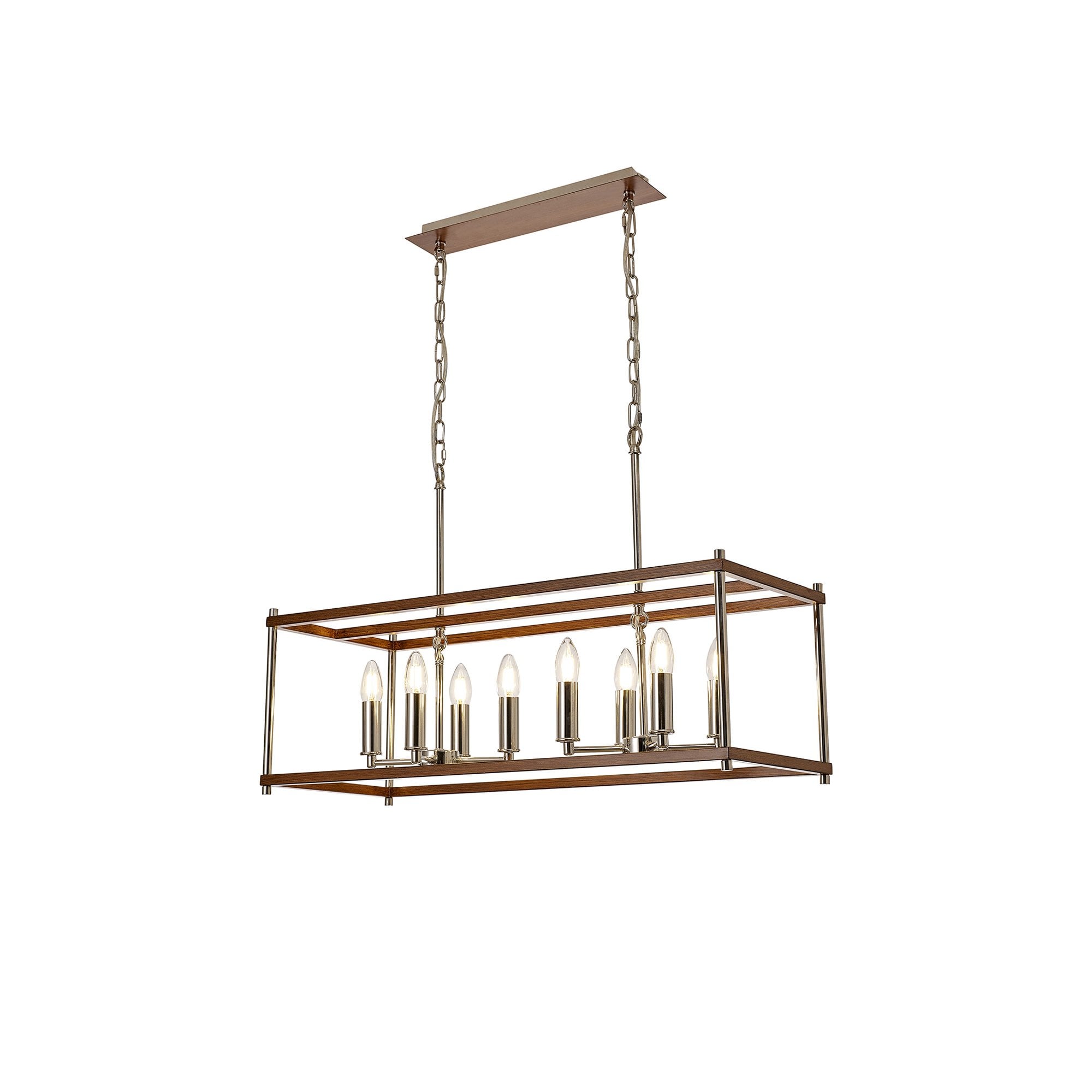 NL92569 Icart 8 Light Linear Pendant Walnut Polished Nickel